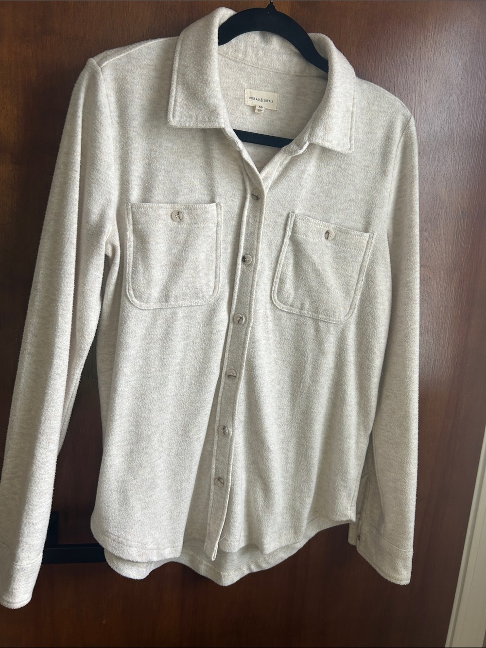 Thread & Supply oatmeal Long-Sleeve Button-Down Shirt
